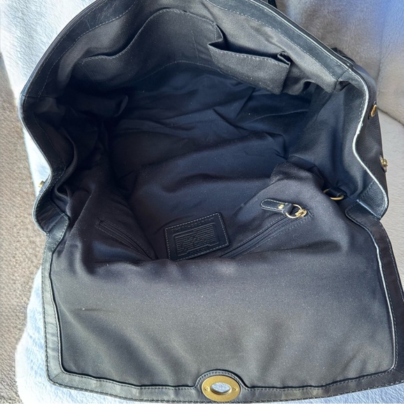 Vintage Coach Hampton #11046 Large Shoulder Bag Turnlock Black Leather - Picture 9 of 11